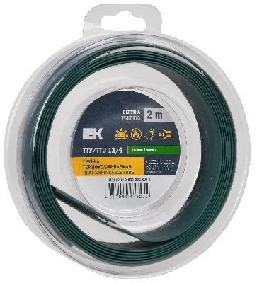 Трубка термоусадочная ТТУ нг-LS 12/6 зеленая (2м/упак) IEK UDR12-012-006-002-K06-T