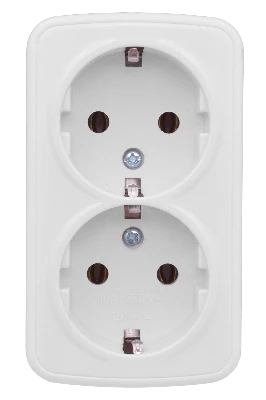 Розетка Минск 2-местная ОП 16А с заземлением белая EKF EGR16-128-10