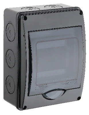 Щиток распределительный навесной на 5 модулей с дверцей черный IP66 (ЩРн-П-5)