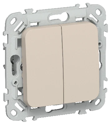 FLITE Выключатель 2-клавишный 10А ВС12-1-0-ФлЛ льняной IEK