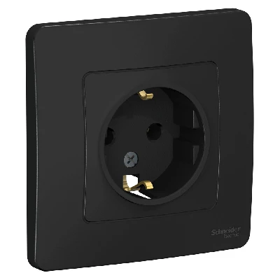 BLANCA скрытой установки розетка с заземлением без шторок, 16А, 250В, антрацит Systeme Electric BLNRS001016