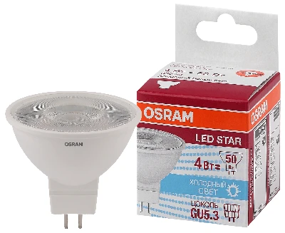 Лампа светодиодная LED 4Вт GU5.3,110°,STAR MR16 (замена 50Вт),холодный белый свет Osram LEDVANCE 4052899981157