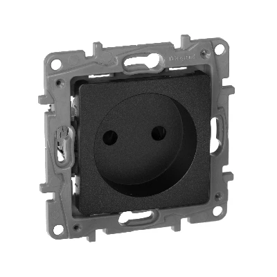 ETIKA Розетка без заземления со шторками антрацит винтовые зажимы Legrand 672634