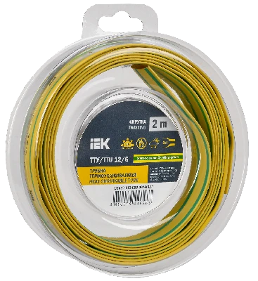 Трубка термоусадочная ТТУ нг-LS 12/6 желто-зеленая (2м/упак) IEK UDR12-012-006-002-K52-T