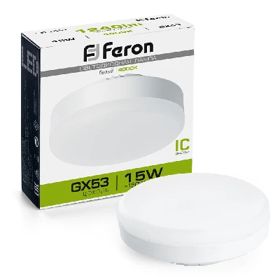 Лампа светодиодная LED 15вт GX53 белый таблетка FERON LB-454 25836