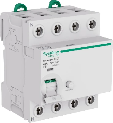 Выключатель дифференциального тока (ВДТ) 40A 4P 30мА Тип-A 400В Systeme9
