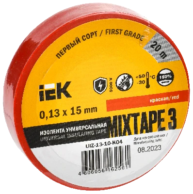 Изолента ПВХ красная 15мм 20м IEK UIZ-13-10-K04
