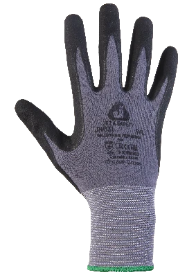 Защитные перчатки, полиэфир, микронитрил. покр., серый/черный, размер L