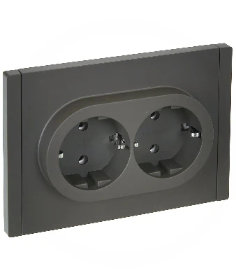 FORTE&PIANO Розетка 2-местная с заземлением без защитных шторок безвинтовое крепление 16А FP324 серый IEK