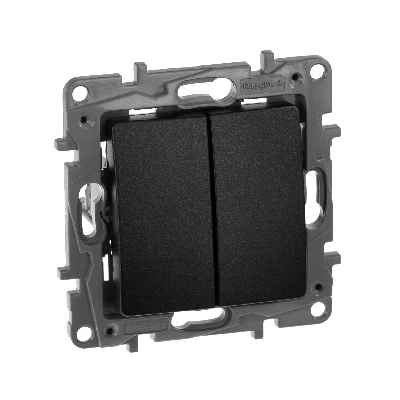 ETIKA Выключатель двухклавишный автоматические клеммы 10 AX 250 В антрацит Legrand 672602