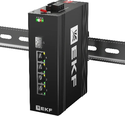 Коммутатор промышленный неуправляемый U-1GX/SFP-4GTP, 1 порт 1000Base-X SFP, 4 порта 10/100/1000Base-T(X) RJ45 c PoE, монтаж на динрейку TSX EKF TSX-U-1GX/SFP-4GTP