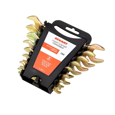 Набор ключей рожковых (6х7-20х22 мм), (упак - 8 шт.), желтый цинк REXANT 12-5844-2