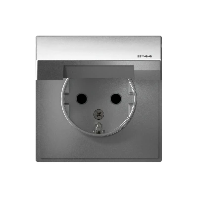 ARTGALLERY розетка с заземл. со шт. с крышк, 16А, IP44, механизм, алюминий Systeme Electric GAL440346