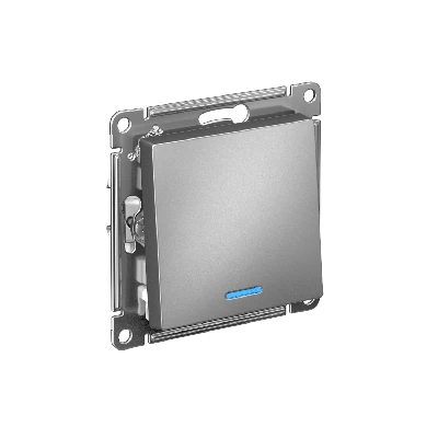 ATLASDESIGN 1-клавишный ВЫКЛЮЧАТЕЛЬ с подсветкой ,сх.1а, 10АХ, быстрозажимные клеммы,сТАЛЬ