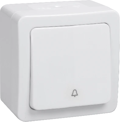 Гермес PLUS Выключатель одноклавишный кнопочный наружный белый IP54 IEK EVMP13-K01-10-54-EC