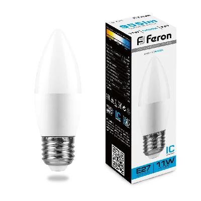 Лампа светодиодная LED 11вт Е27 дневной матовая свеча FERON LB-770 25945