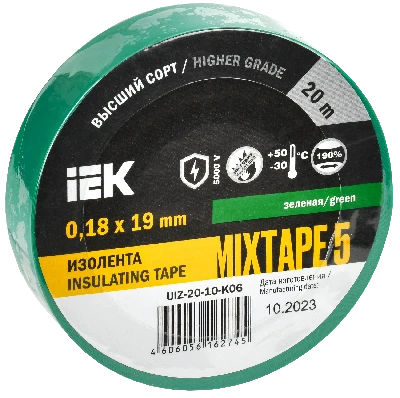 Изолента ПВХ зеленая 19мм 20м IEK UIZ-20-10-K06