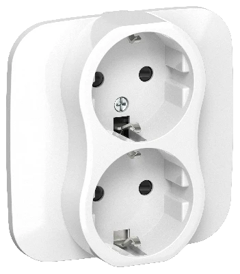 FLITE Розетка 2-местная с заземлением с защитными шторками безвинтовое крепление 16А в сборе РСш12-1-А-ФлБ белый IEK