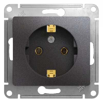 GLOSSA розетка с заземлением графит Systeme Electric GSL001343