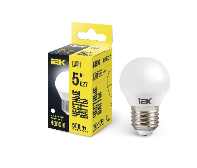 Лампа светодиодная G45 шар 5Вт 230В 4000К E27 IEK LLE-G45-5-230-40-E27