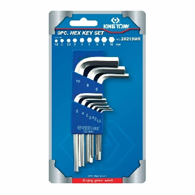 Набор Г-образных шестигранников, 1,5-10 мм, короткие, 9 предметов King Tony 20219MR