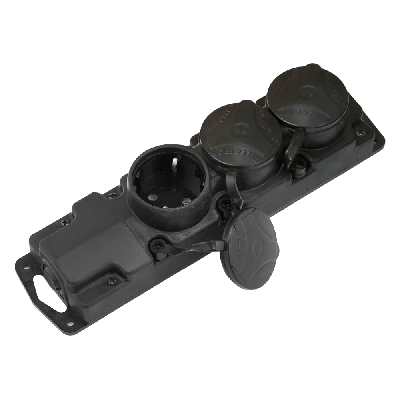 Беларусь Розетка тройная переносная каучук с защитными крышками 2P+E 1х16А IP45 БелТИЗ Р16-381 каучук Розетка Р16-381