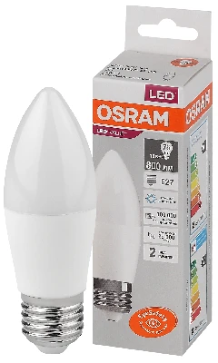 Лампа светодиодная LED 10 Вт E27 6500К 800Лм свеча 220 В (замена 75Вт) OSRAM LEDVANCE 4058075579590