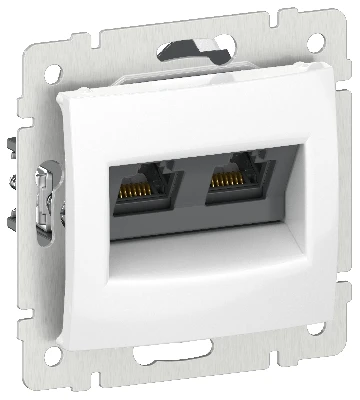 IEKVALENA Розетка компьютерная двойная RJ45 категория 5Е UTP 6942921 белый