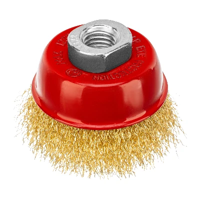 Щетка для УШМ, 65 мм, М14, чашка, латунированная витая проволока