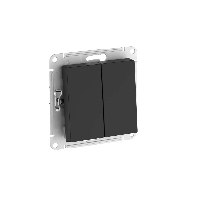 ATLASDESIGN AQUA 2-клавишный ПЕРЕКЛЮЧАТЕЛЬ IP44, сх.6, 10АХ, быстрозажимные клеммы, КАРБОН