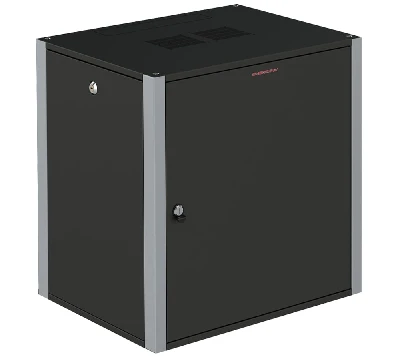 Шкаф телекоммуникационный настенный 19' 12U дверь металл IP20. 600x450x585mm(ШхГхВ) цвет черный(RAL 9004/RAL7000)