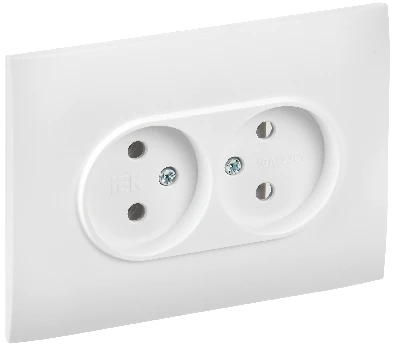 SKANDY Розетка 2-местная без заземления без защитных шторок 10А в сборе SK-R10W арктический белый IEK SK-R20-10-K01-F