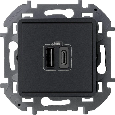 Зарядное устройство с двумя USB разьемами A C 240В/5В 3000мА INSPIRIA антрацит Daccord/Legrand 673763
