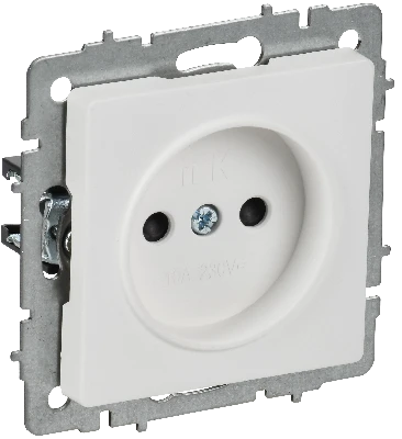 BRITE Розетка 1-местная без заземления с защитными шторками 10А РСш10-2-БрАБ арктический белый IEK