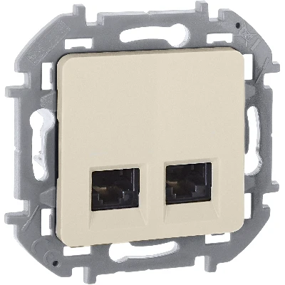Розетка компьютерная двойная RJ45 категория 5Е UTP слоновая кость INSPIRIA
