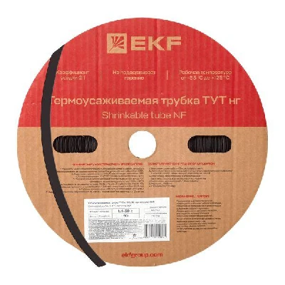 Трубка термоусаживаемая ТУТ нг 30/15 черная рулон PROxima EKF tut-30-b