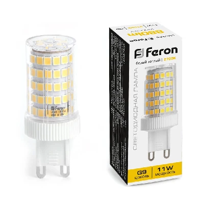 Лампа светодиодная LED 11вт 230в G9 теплый капсульная FERON LB-435 38149