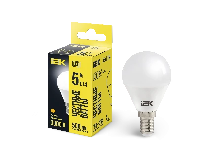 Лампа светодиодная G45 шар 5Вт 230В 3000К E14 IEK LLE-G45-5-230-30-E14