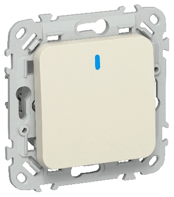 FLITE Выключатель 1-клавишный проходной с индикацией 10А ВС61-1-1-ФлСл сливочный IEK