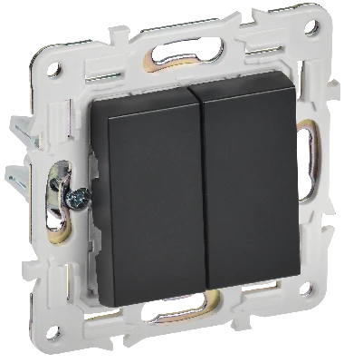 SKANDY Выключатель 2-клавишный 10А SK-V04Bl черный IEK SK-V20-0-10-K02