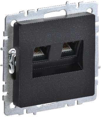 BRITE Розетка компьютерная двойная RJ45 кат.5E РК10-2-БрЧ черный IEK BR-K20-1-K02