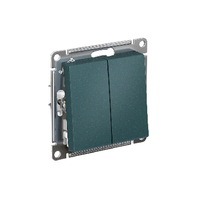 ATLASDESIGN 2-клавишный ПЕРЕКЛЮЧАТЕЛЬ, сх.6/2, 10АХ, быстрозажимные клеммы, ИЗУМРУД