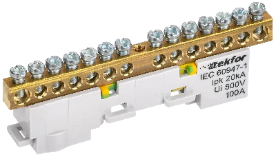 TEKFOR Шина PE земля неизолированная на универсальном держателе 6х9-14-Ж IEK