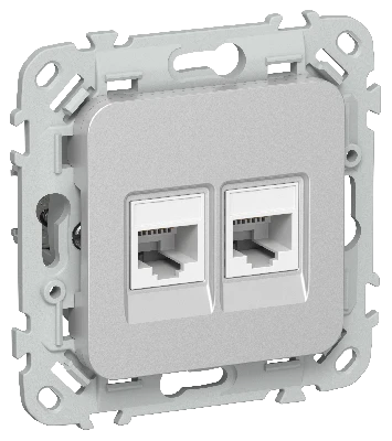 FLITE Розетка 2-местная компьютерная RJ45 категория 5Е UTP РК5е-2-0-ФлА алюминий IEK