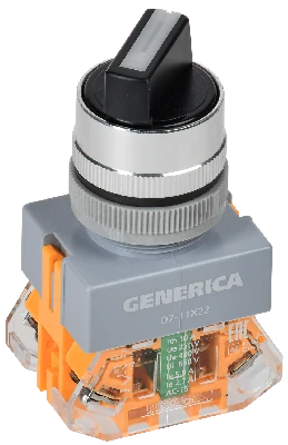 Переключатель D7-11X22 2 полож. 1з+1р возв. черный GENERICA IEK BSW50-11X22-3-22-2-K02-G