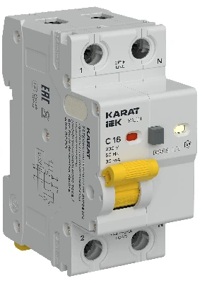 Устройство защиты от дугового пробоя с выключателем автоматическим дифференциального тока 1P+N C 16А 30мА тип A KARAT