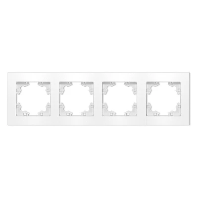 Рамка четырехместная горизонтальная Афина белая (еврослот)