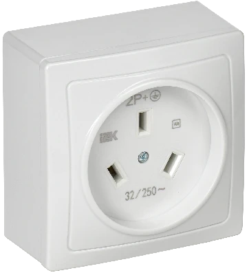 Розетка разборная для плиты с з/к открытой        установки белая 32А Рпл10-К IEK