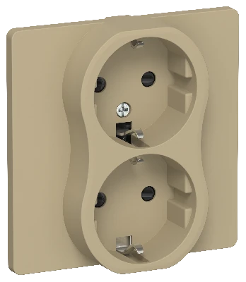 FLITE Розетка 2-местная с заземлением с защитными шторками безвинтовое крепление 16А в сборе РСш12-1-К-ФлХ хаки IEK