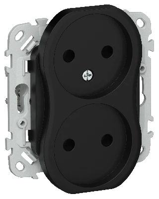 FLITE Розетка 2-местная без заземления без защитных шторок безвинтовое крепление 10А РС02-1-ФлЧ черный IEK